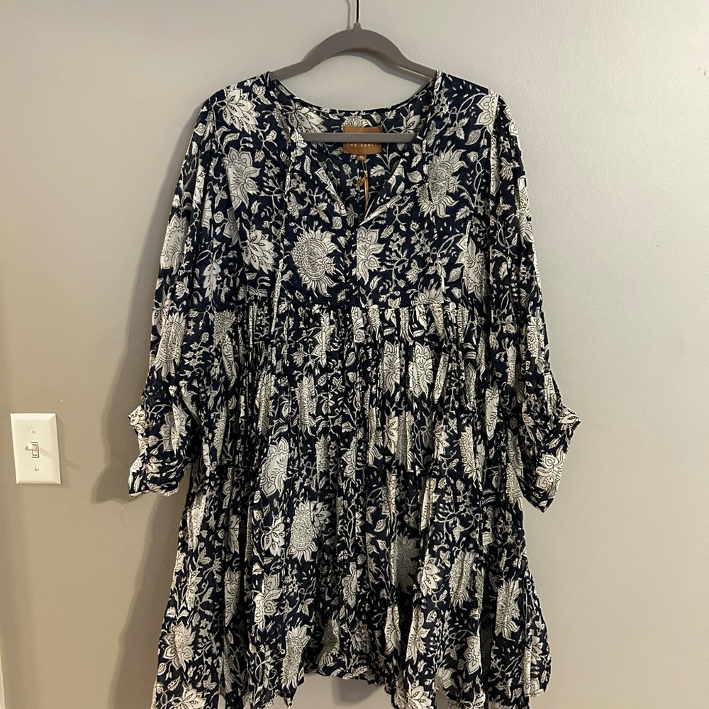 Floral Navy and White Mini Dress